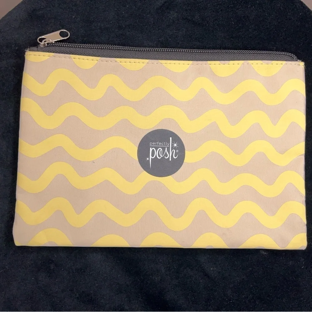 Set Of Two Makeup Bags Perfectly Posh Yellow Travel Cosmetic Storage Unicorn